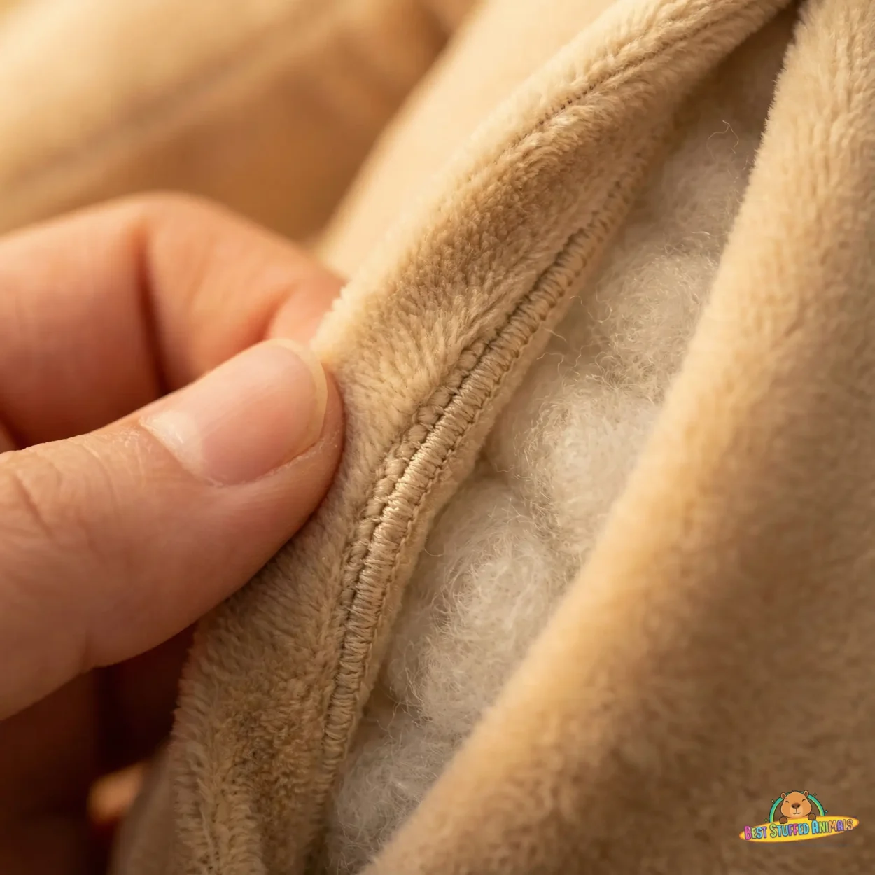 Close up of-plush filling and stitching details