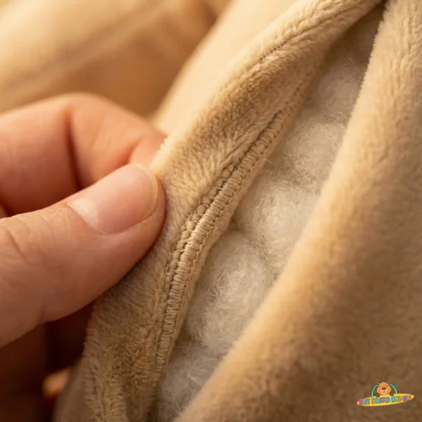 Close up of-plush filling and stitching details