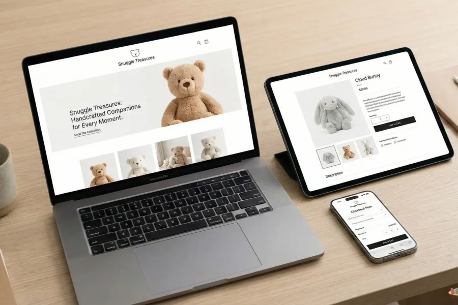 PC SHOWING snuggle treasures website