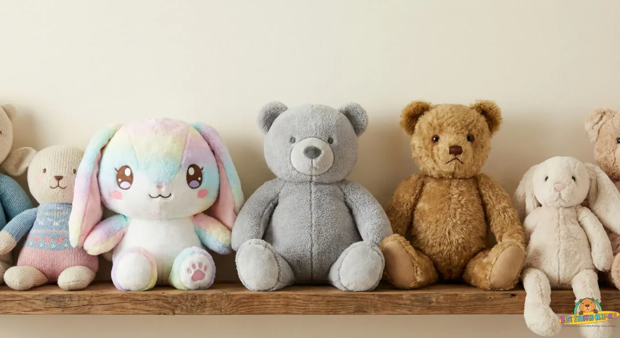 Different plushie types grouped together