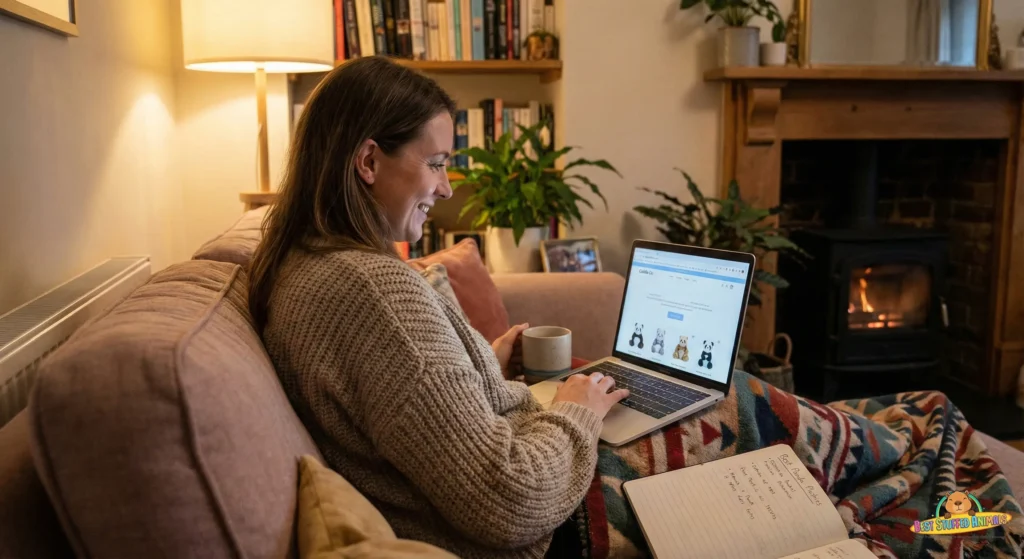 Person shopping for plush toys online