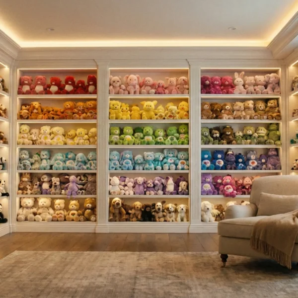 room full of plush toys