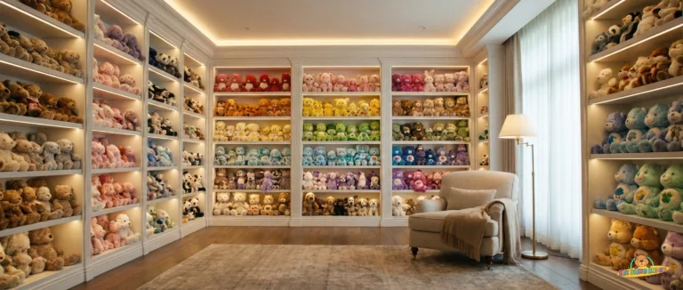 room full of plush toys